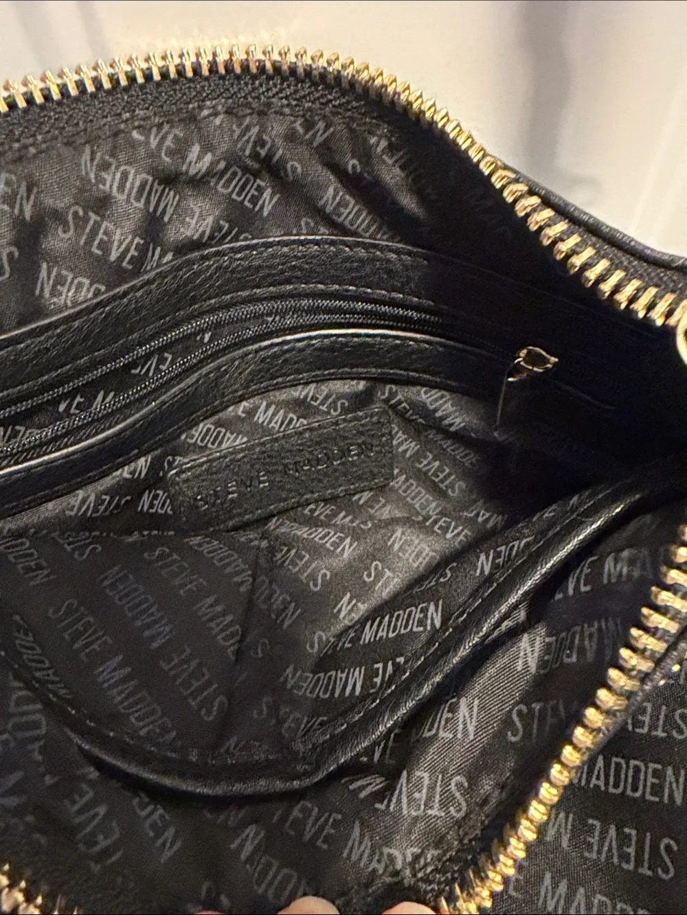 Steve Madden Black Crossbody Bag with Gold Accents